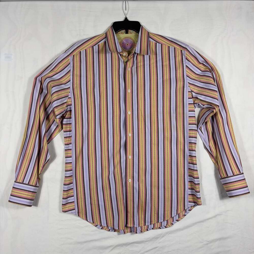 Robert Graham Striped Long Sleeve Button Up Shirt XL Multicolored